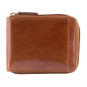 MANCINI Casablanca RFID Zippered Removable Passcase Wallet Cognac 2 in 1 RTL $75